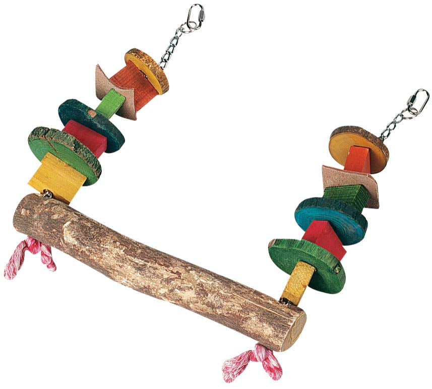 FLAMINGO Jucarie pentru papagali Leagan lemn, cu margele colorate 4,5x30x33cm
