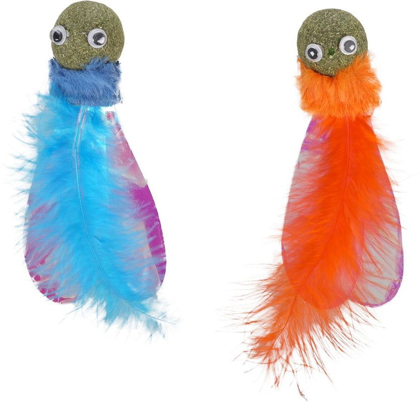 FLAMINGO Jucarie pentru pisici, cu iarba pisicii si pene, diverse culori, 3 cm