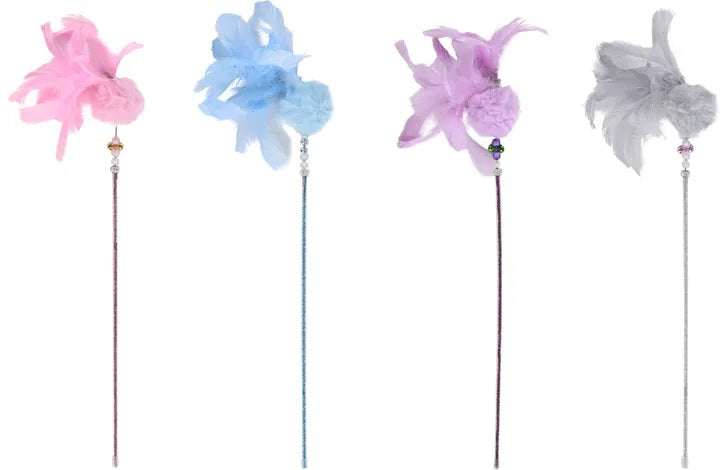 FLAMINGO Jucarie pentru pisici, Undita, cu minge din plus, cu pene, 53cm
