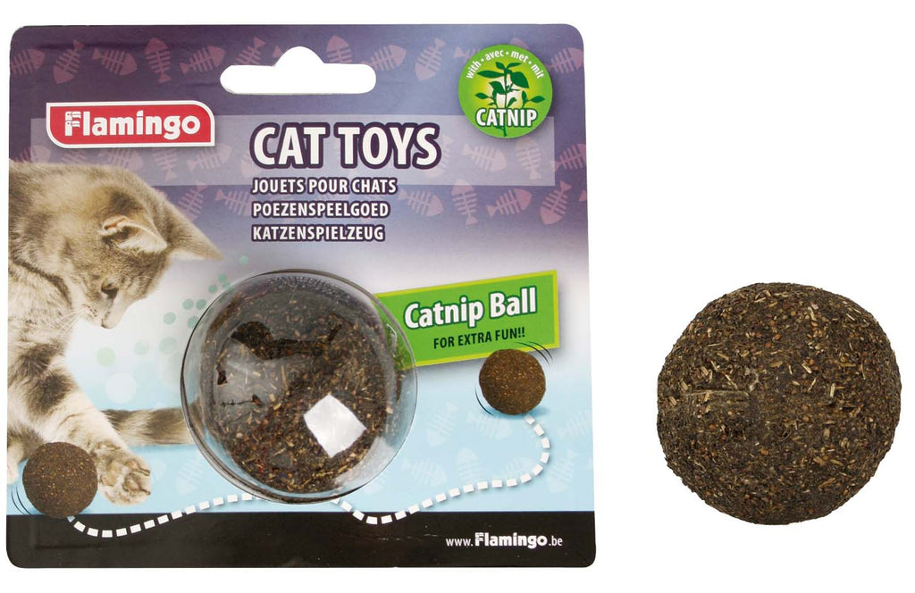 FLAMINGO Jucarie pentru pisici Minge cu iarba pisicii, 5cm