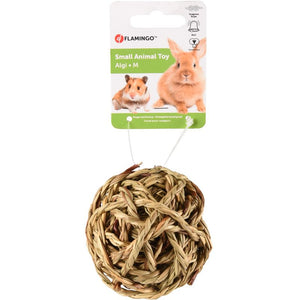 FLAMINGO Jucarie pentru rozatoare Ball+Bell, cu iarba de mare