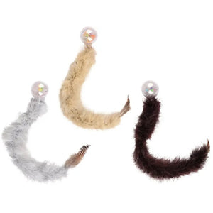 FLAMINGO Jucarie pt pisici Minge zornaitoare cu coada de pene, 45cm, div culori