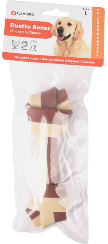FLAMINGO Snacksuri pt. caini Chew'n Snack, Duetto Pui & Branza, 108g - 15cm - 1b