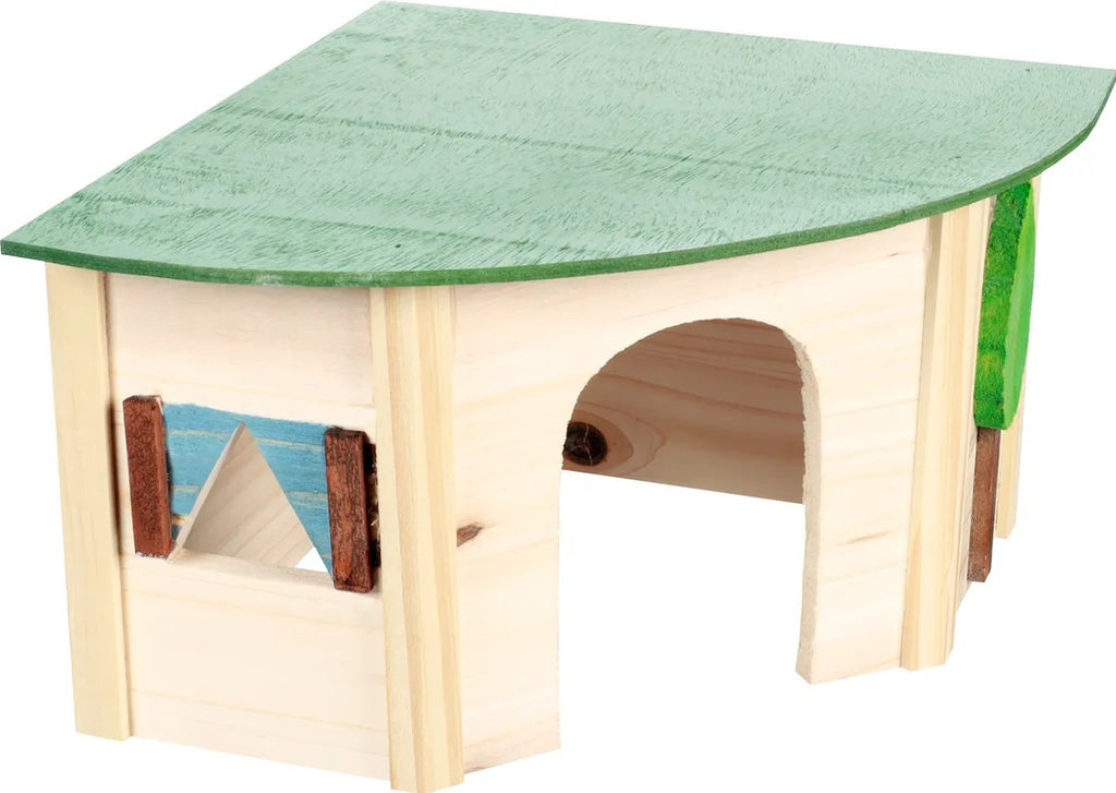 FLAMINGO Wonderland Căsuţă de colţ din lemn pentru rozătoare ECO - Maxi-Pet.ro