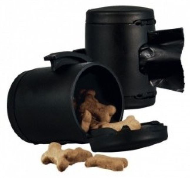 FLEXI Dispenser pentru recompense si saculeti igienici pentru lesa, Negru
