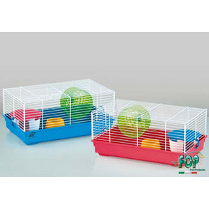 FOP Cusca pentru hamsteri ZOE, gratii albe, baza diverse culori 45x27x20cm