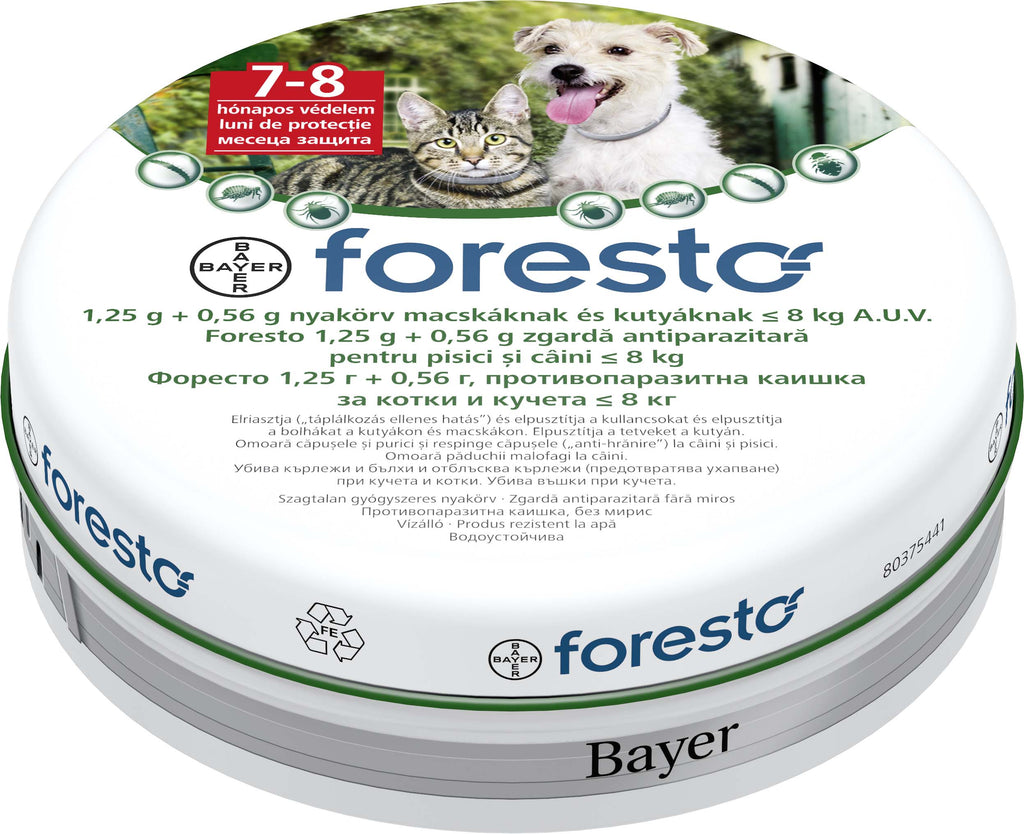 FORESTO Zgardă Antiparazitară pentru Câini de Talie Mică (8kg) şi Pisici - Maxi-Pet.ro