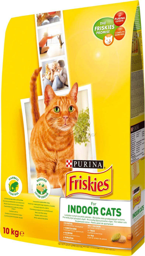 FRISKIES Hrana uscata pentru pisici INDOOR cu Pui şi Verdeţuri de Gradina 10kg