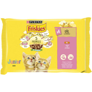 FRISKIES Pachet 4 plicuri JUNIOR pt pisicute, cu Pui in sos 4x85g