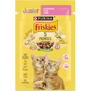 FRISKIES Plic hrana umeda pentru pisici JUNIOR, cu Pui in Sos 85g