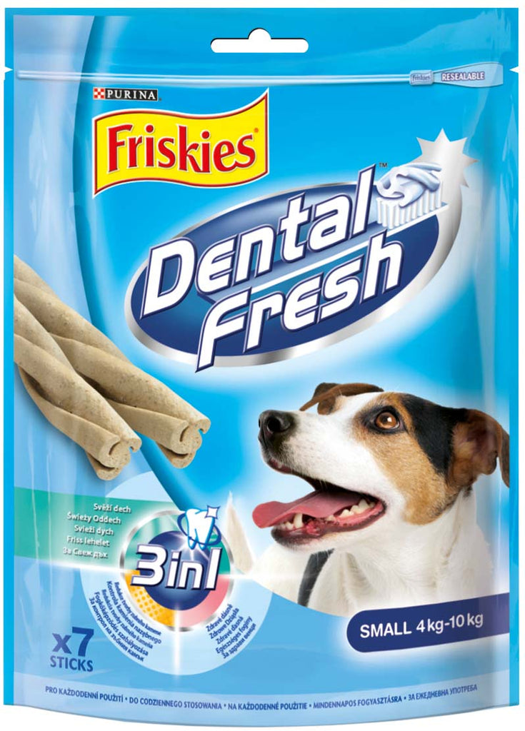 FRISKIES Recompense Dental Fresh 3-în-1 pt câini de Talie Mică, 110g - Maxi-Pet.ro
