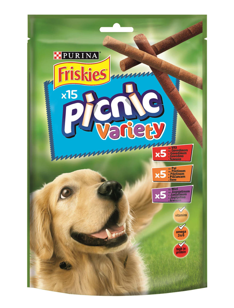 FRISKIES Recompense pentru câini PICNIC Variety cu Vită, Pui şi Miel 126g - Maxi-Pet.ro