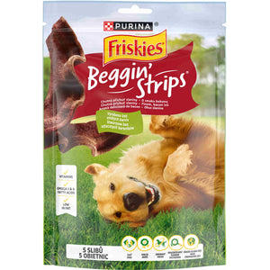FRISKIES Recompese pentru caini Beggin' Strips - Crispy Bacon 120g