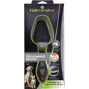 FURminator Perie dubla pentru caini si pisici, cu peri metal si peri par porc
