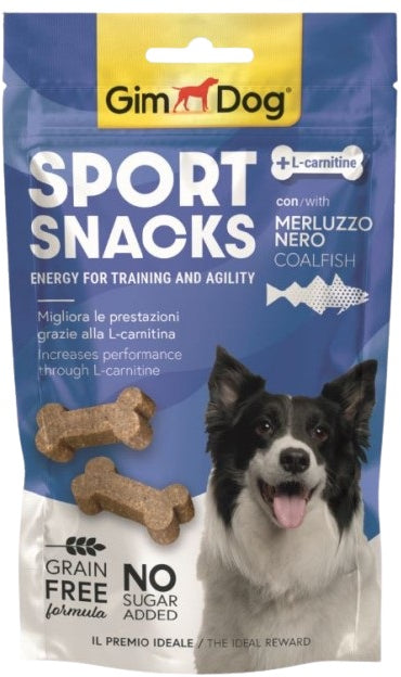 GIMDOG Sport Snacks mini oase cu Cod si L-carnitina 60g