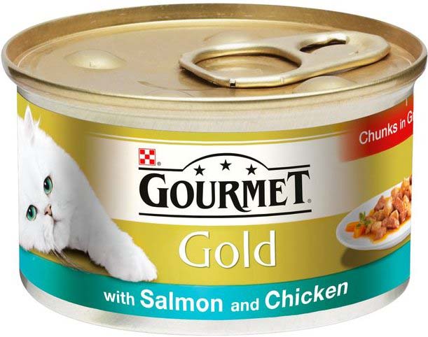 GOURMET Gold Conserva pentru pisici, cu Somon şi Pui, in sos 85g