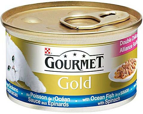 GOURMET Gold Conserva pentru pisici Double Pleasure cu Peşte şi Spanac 85g