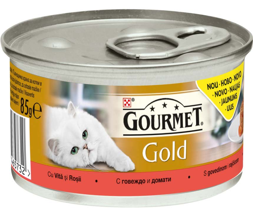 GOURMET Gold Conserva pentru pisici Savoury Cake cu Vita şi Roşii 85g