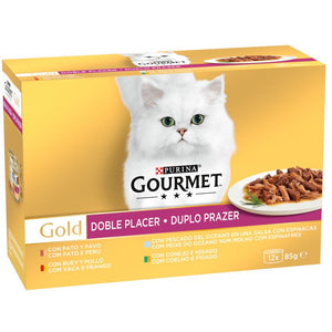 GOURMET GOLD Duo Pachet conserve pentru pisici, cu Vita si Pui 12x85g