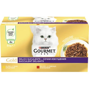 GOURMET GOLD Succulent Delight Pachet conserve  pentru pisici, cu Pui 4x85g