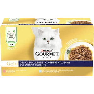 GOURMET GOLD Succulent Delight Pachet conserve pentru pisici, cu Somon 85g
