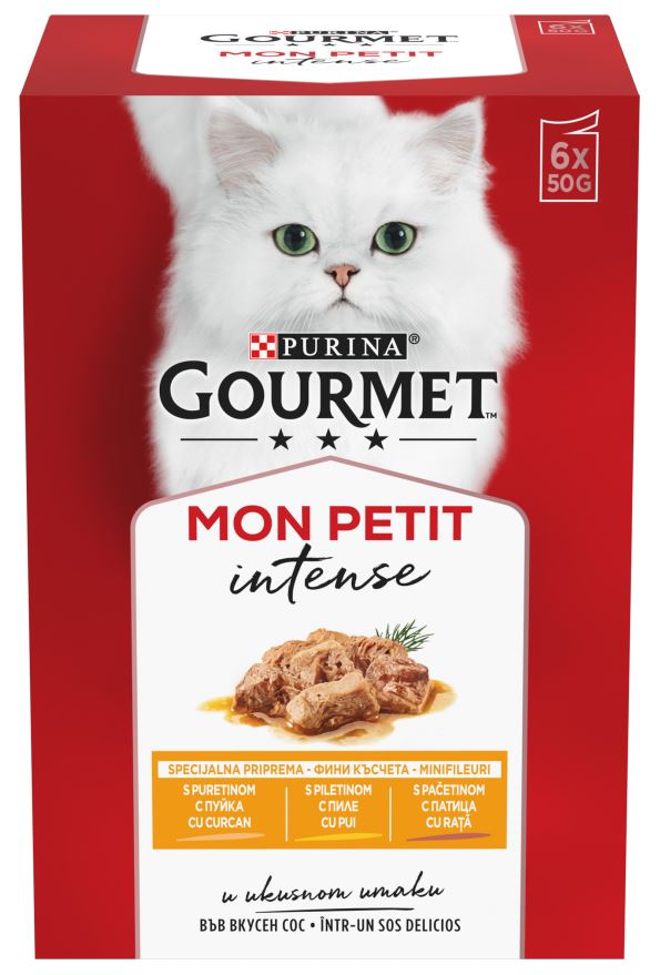 GOURMET Mon Petit Pachet plicuri pentru pisici, Curcan, Pui si Rata 6x50g