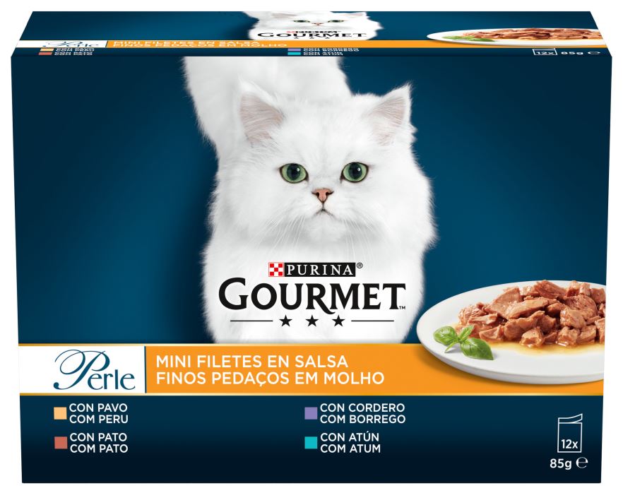 GOURMET Perle Pachet plicuri MINI FILEURI in sos Rata, Curcan, Miel, Ton 12x85g