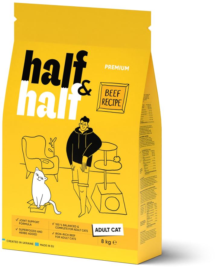 HALF&HALF Hrana uscata pentru pisici, cu Vita 