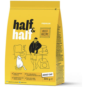 HALF&HALF Hrana uscata pentru pisici, cu Vita 300g