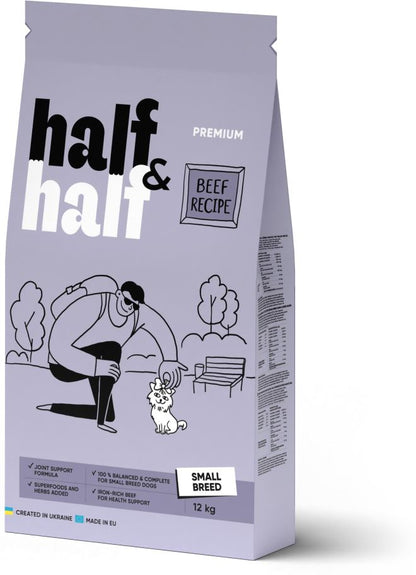 HALF&HALF Hrana uscata pt caini de talie mica, cu Vita 12kg