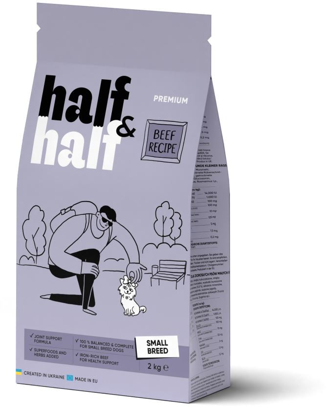 HALF&HALF Hrana uscata pt caini de talie mica, cu Vita 2kg