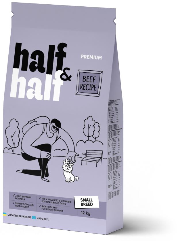 HALF&HALF Hrana uscata pt caini de talie mica, cu Vita