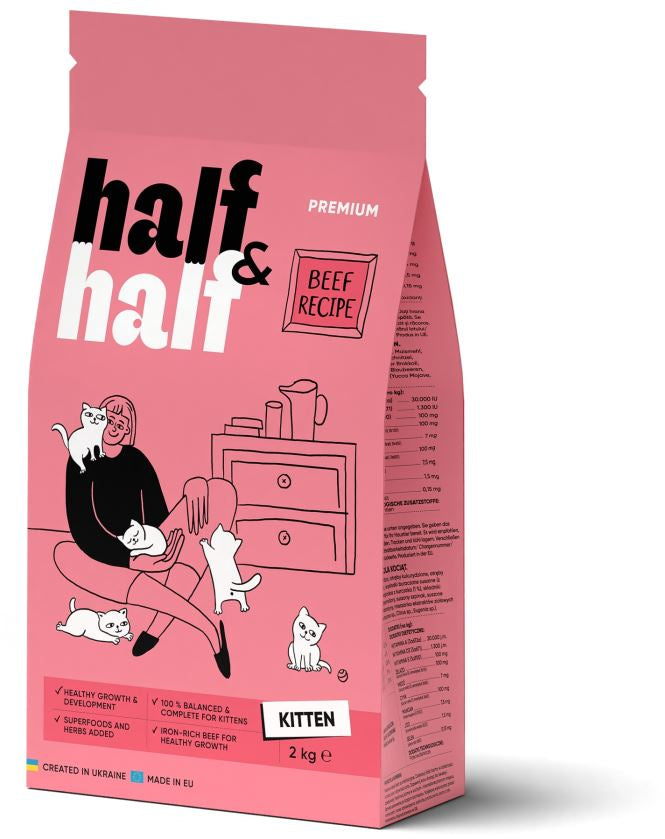 HALF&HALF KITTEN Hrana uscata pentru pisicute, cu Vita 2kg