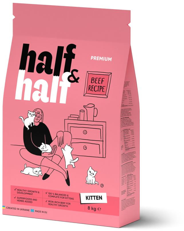 HALF&HALF KITTEN Hrana uscata pentru pisicute, cu Vita 8Kg
