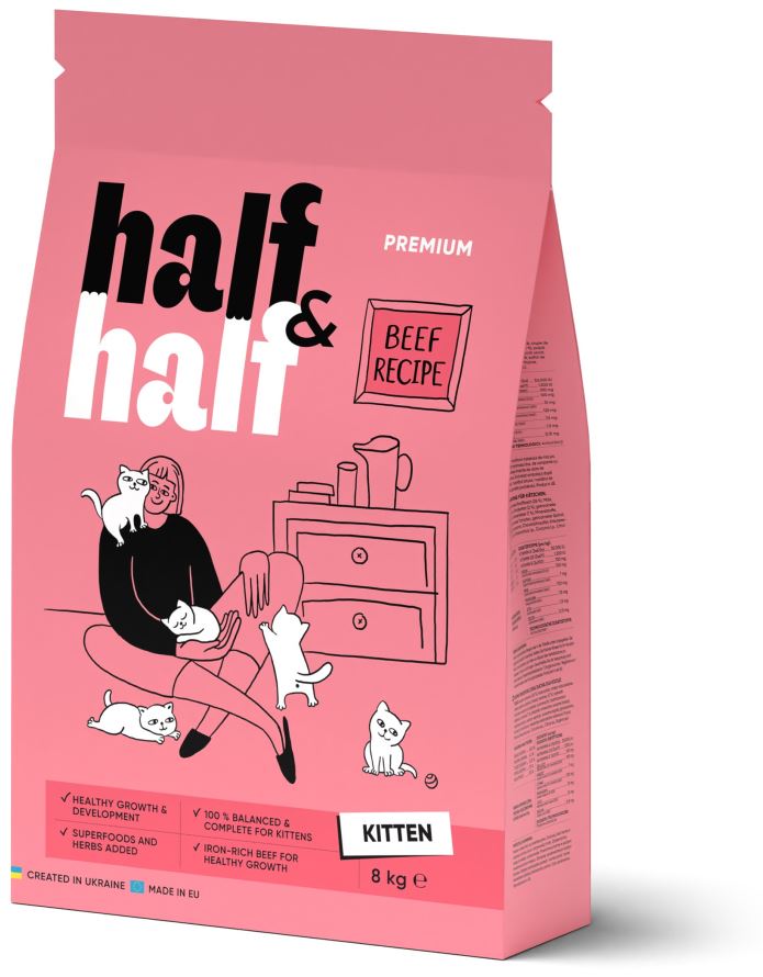 HALF&HALF KITTEN Hrana uscata pentru pisicute, cu Vita 