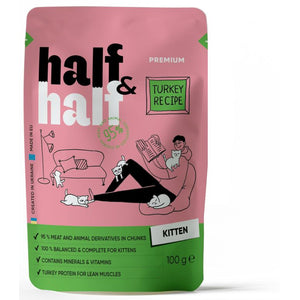 HALF&HALF plic KITTEN, bucati de Curcan in jeleu 100g