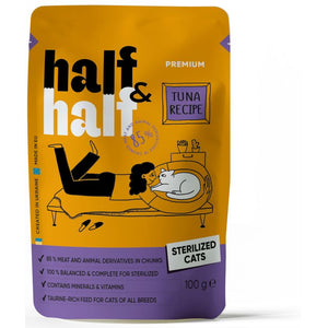 HALF&HALF plic pentru pisici sterilizate, bucati de Ton in sos 100g