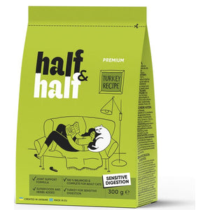 HALF&HALF Sensitive Hrana uscata pentru pisici, Curcan 300g