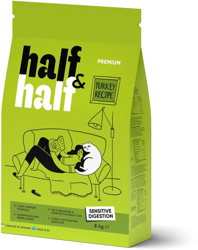 HALF&HALF Sensitive Hrana uscata pentru pisici, Curcan