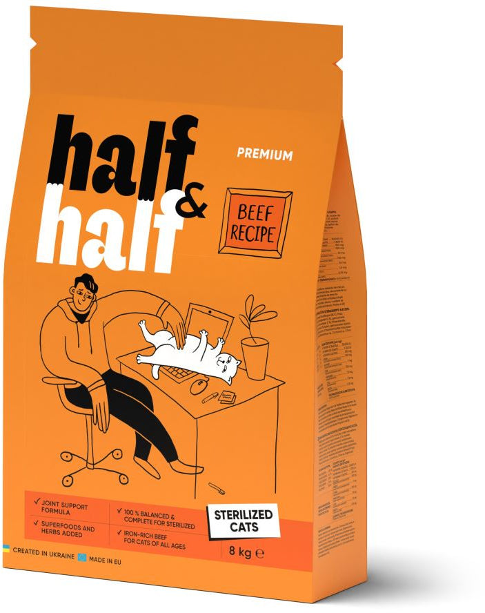 HALF&HALF Sterilised Hrana uscata pentru pisici sterilizate, cu Vita 