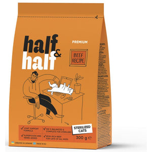 HALF&HALF Sterilised Hrana uscata pentru pisici sterilizate, cu Vita 300g
