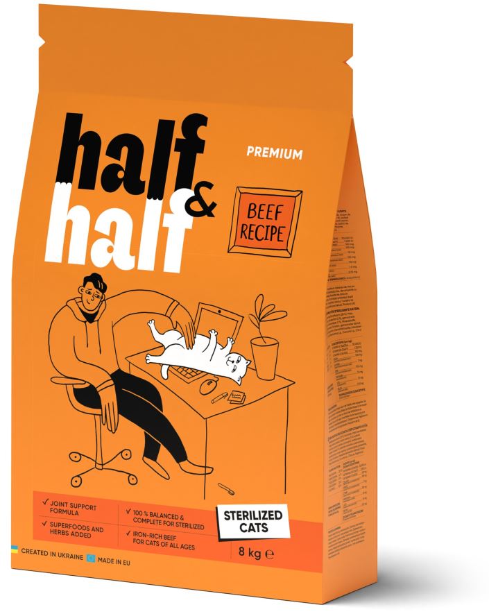 HALF&HALF Sterilised Hrana uscata pentru pisici sterilizate, cu Vita 8Kg