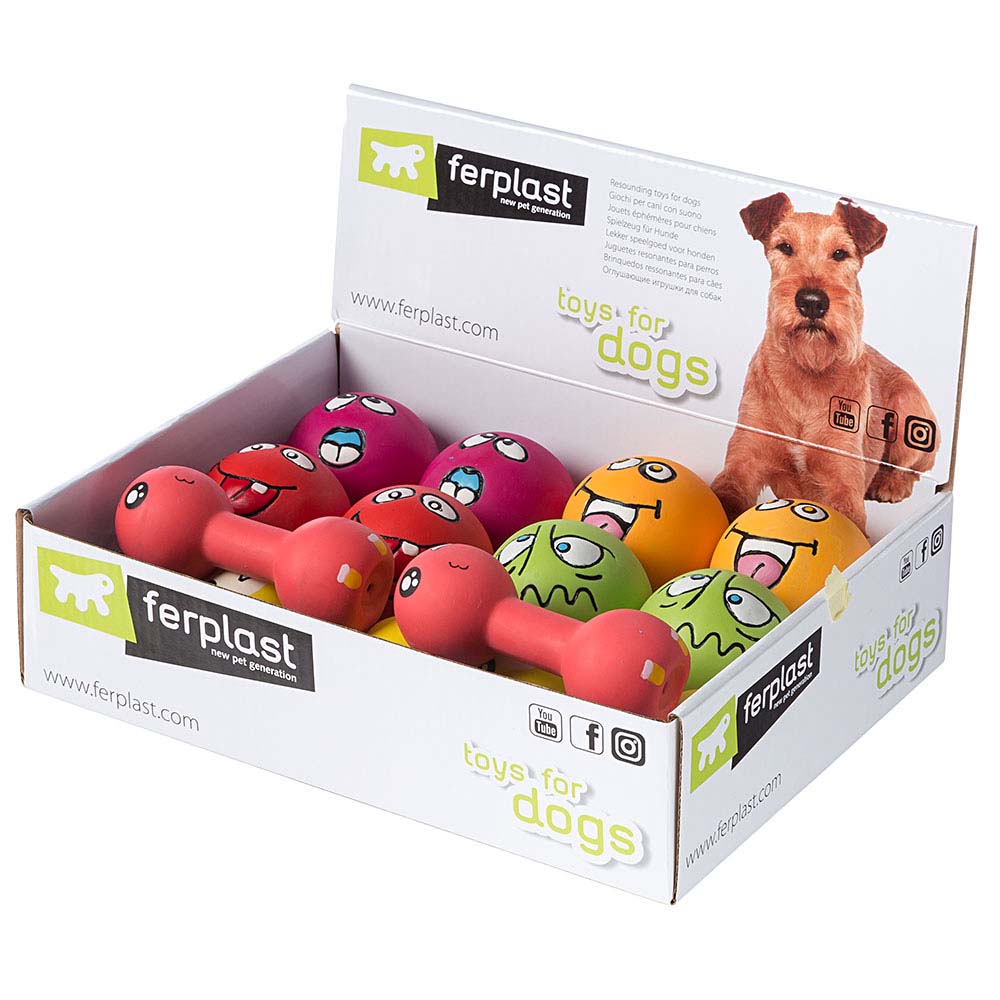 FERPLAST Jucărie pentru câini Minge/Halteră 25,5x19,2x16,2cm, diverse modele - Maxi-Pet.ro