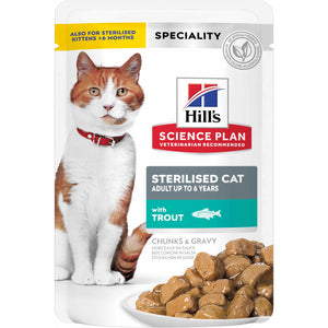HILL's Plic hrana umeda pentru pisici STERILISED Adult, cu Pastrav 85g