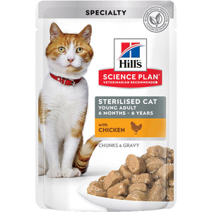 HILL's Plic hrana umeda pentru pisici STERILISED Young Adult, cu Pui 85g 