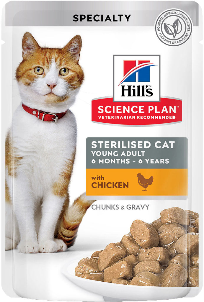 HILL's Plic hrana umeda pentru pisici STERILISED Young Adult, cu Pui 85g 