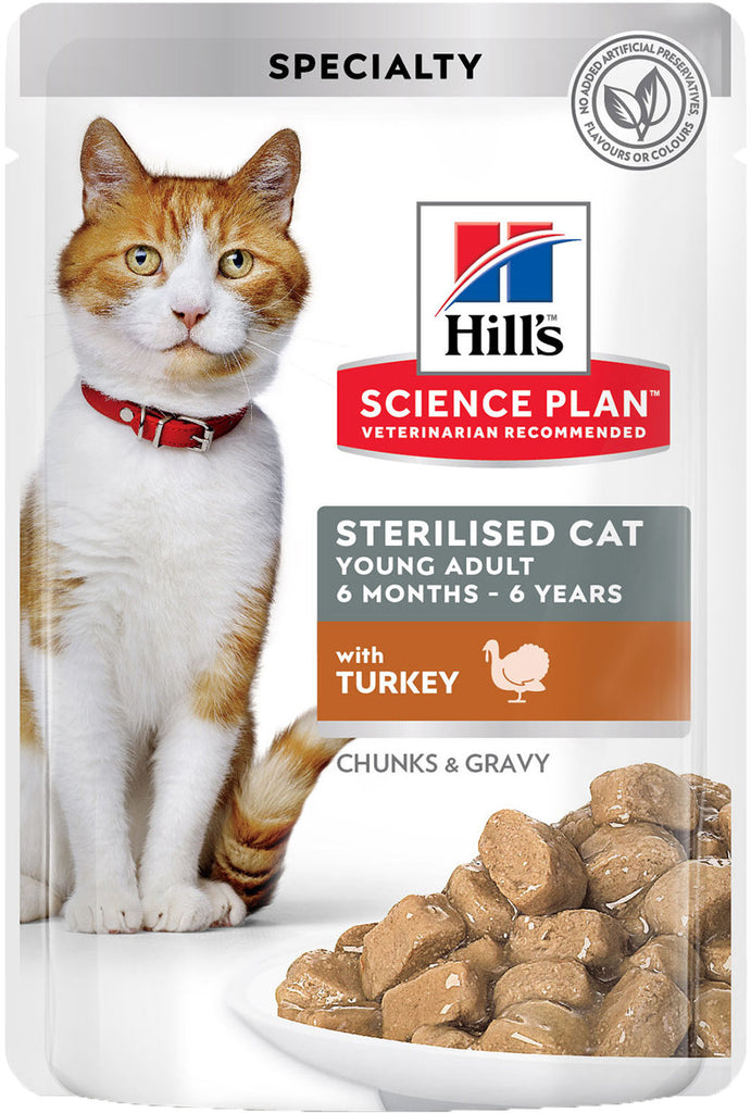 HILL's Plic hrana umeda pentru pisici STERILISED Young Adult, Curcan 85g