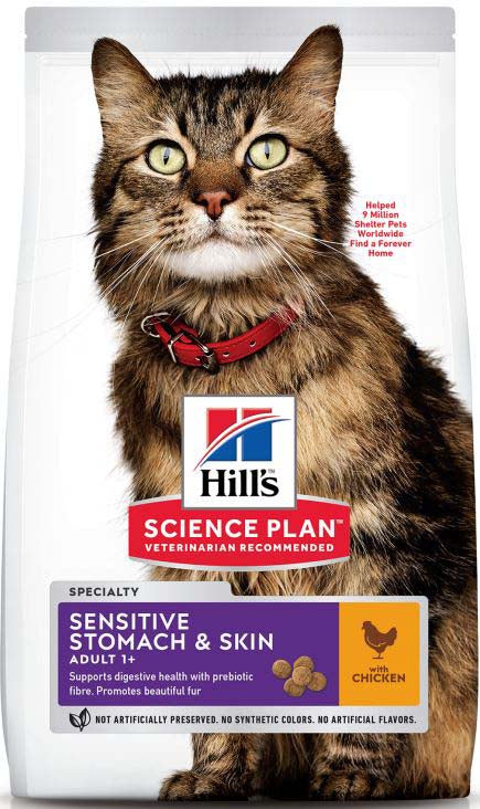 HILL's SP Feline Adult Sensitive Stomach & Skin, cu Pui 300g
