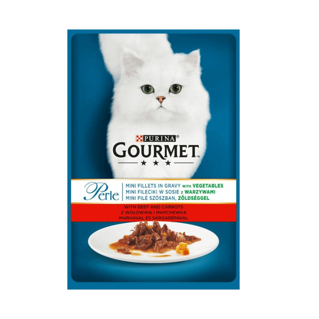 Hrana umeda pentru pisici Gourmet Perle Carne si Morcovi 85gr - Animax