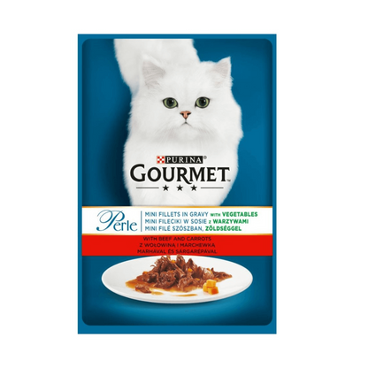 Hrana umeda pentru pisici Gourmet Perle Carne si Morcovi 85gr - Animax